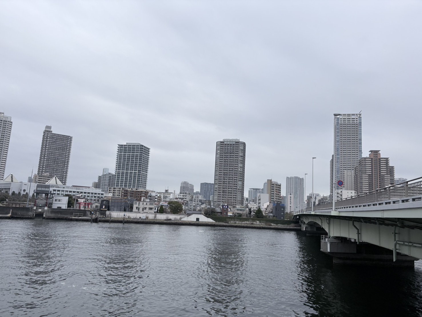 佃大橋から望む佃島。